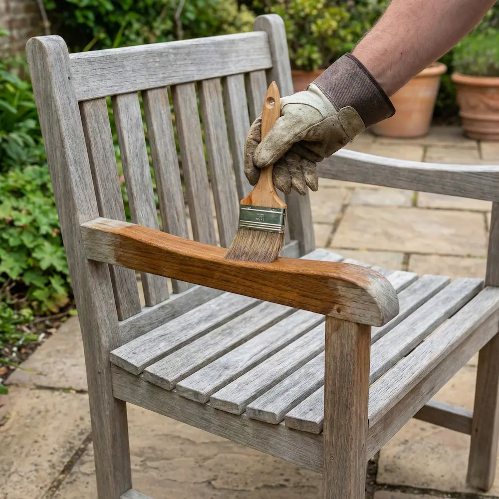 aplicar lasur y aceites para mantener en perfectas condiciones el mobiliario de madera