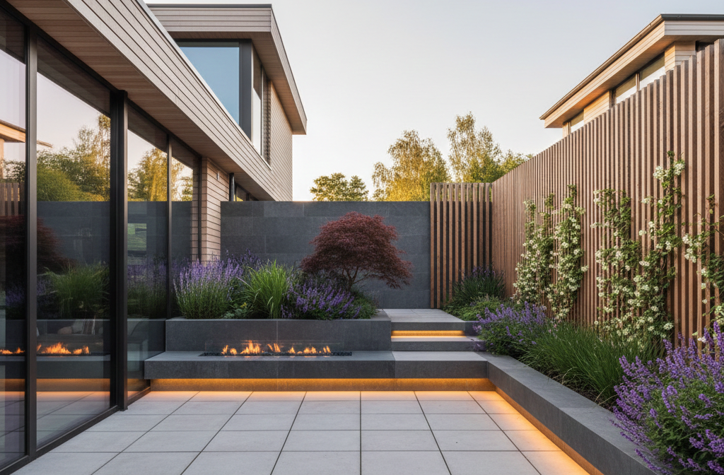 combine la arquitectura de un chalet moderno con un jardín inteligente