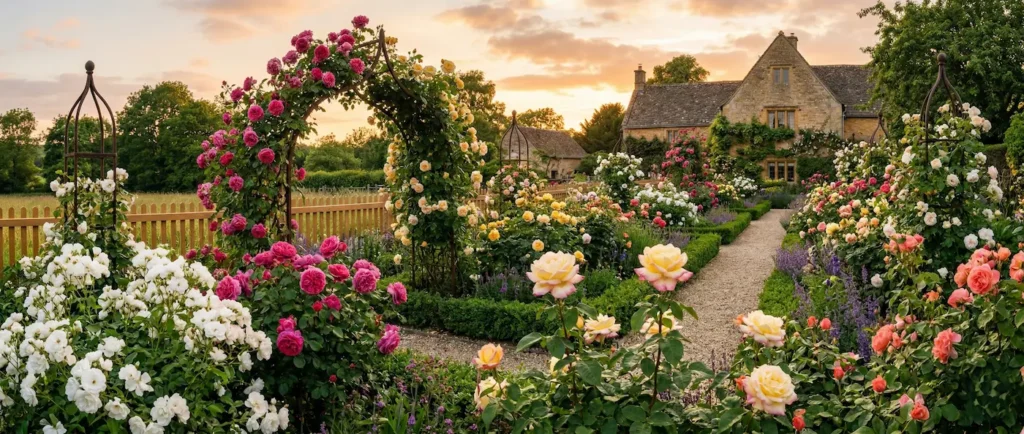 jardín de rosales múltiples variedades