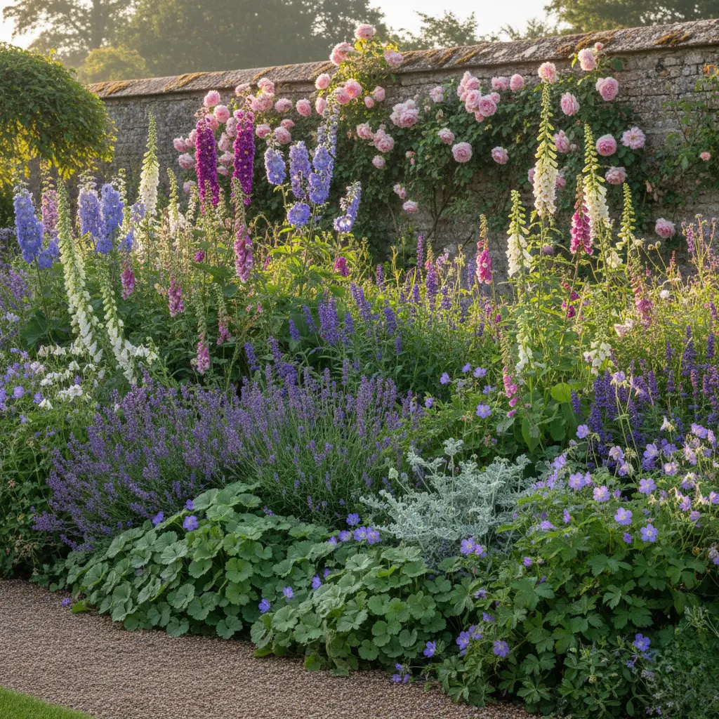 la seña de identidad de un jardín inglés Rosales y arbustos de flor