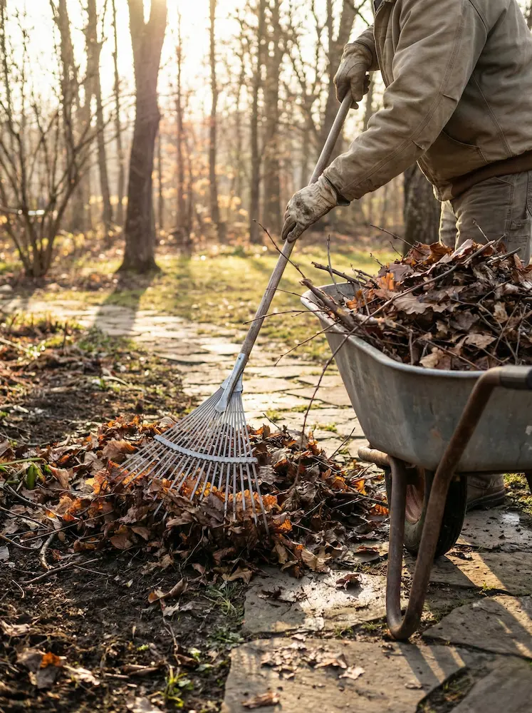 limpieza general del jardín retirada de hojas