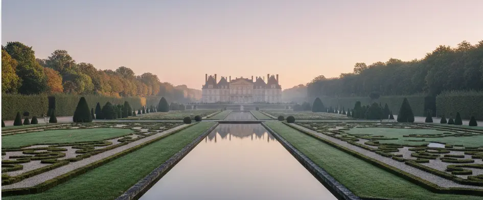 panorámica jardín estilo clásico, el dominio del hombre sobre la Naturaleza