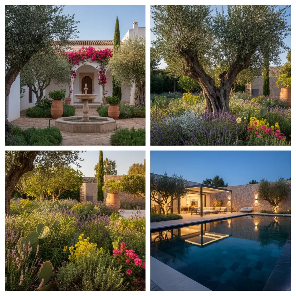 infografía con los cuatro maneras de entender el jardín en un clima mediterráneo