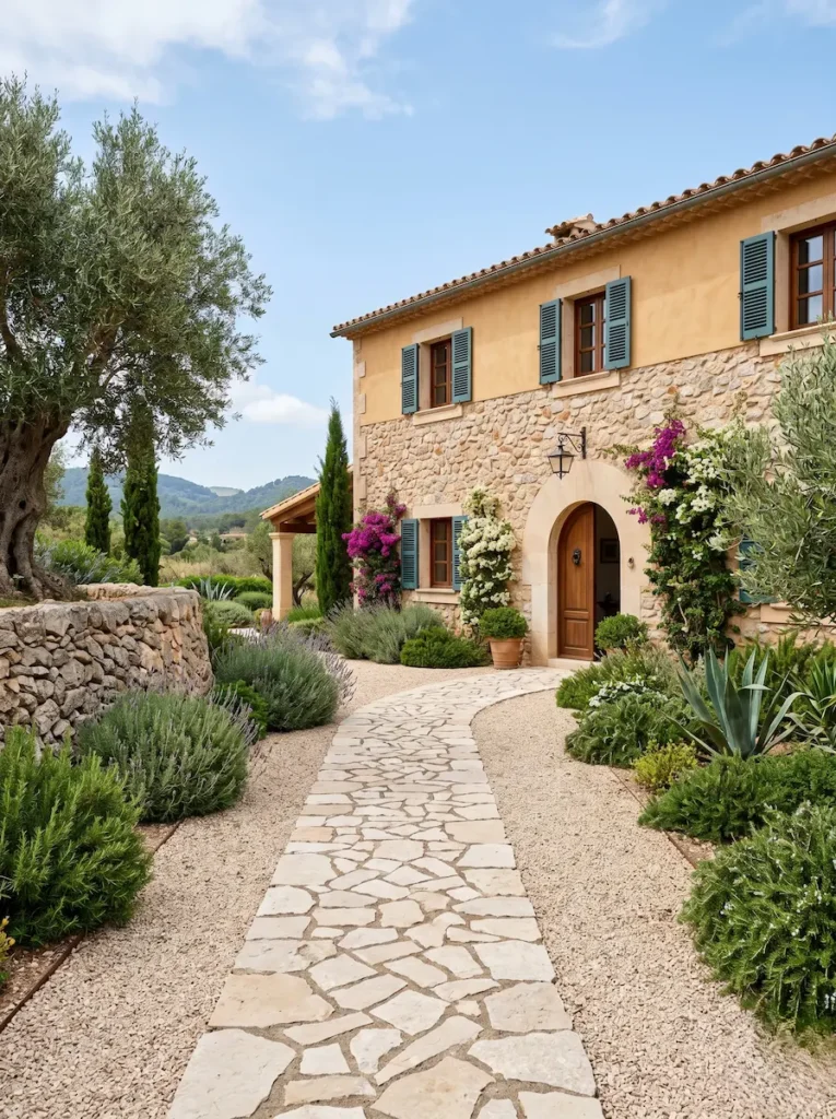 casa en finca manchega con estilo de jardín rústico con especies autótocnas
