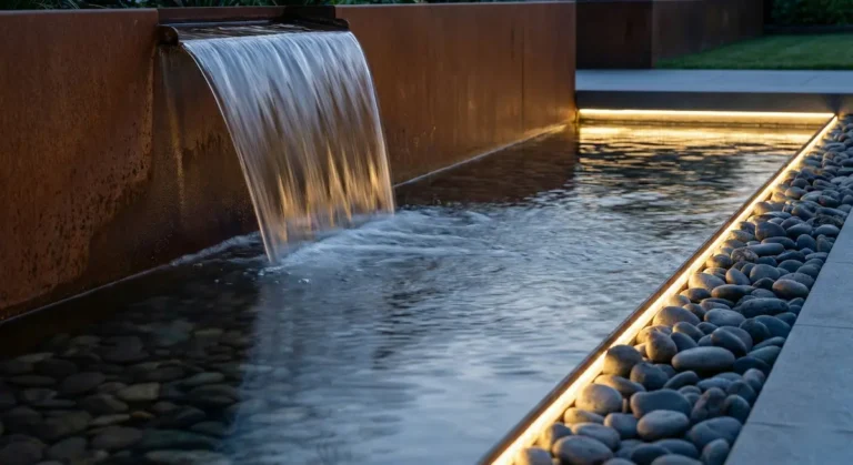 juego de lámina agua en pared de acero corten