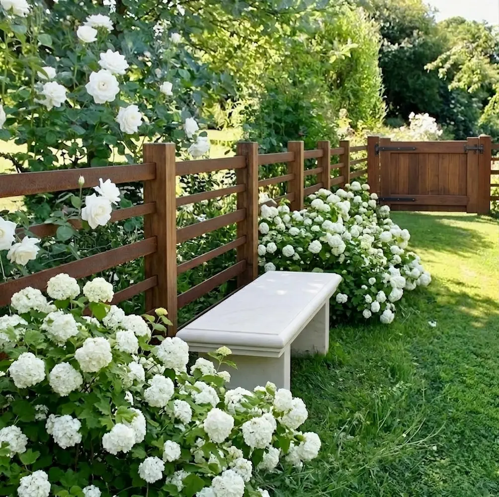 rincón de un jardín silvestre con orden en sus elementos