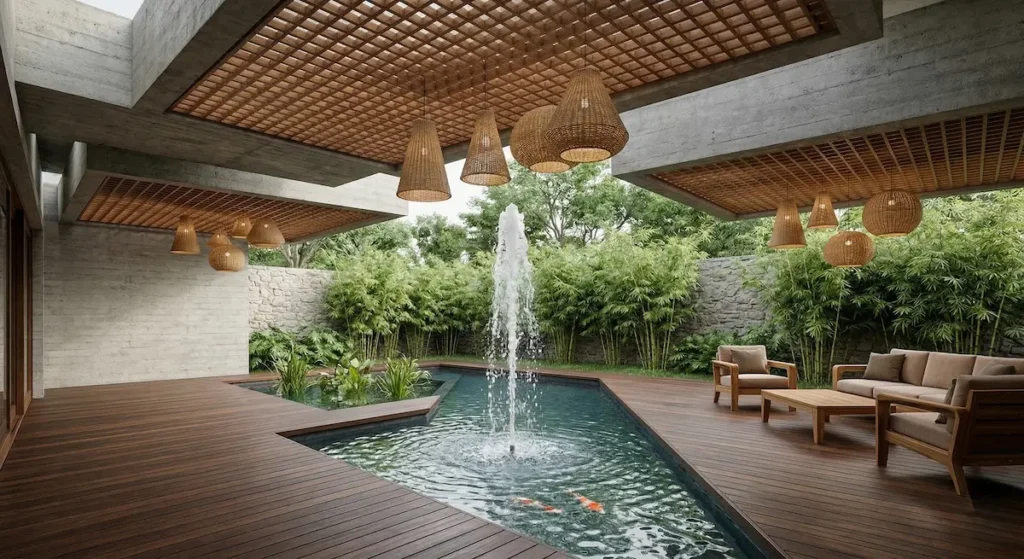 rincón de una casa campo moderna con detalles zen minimalistas