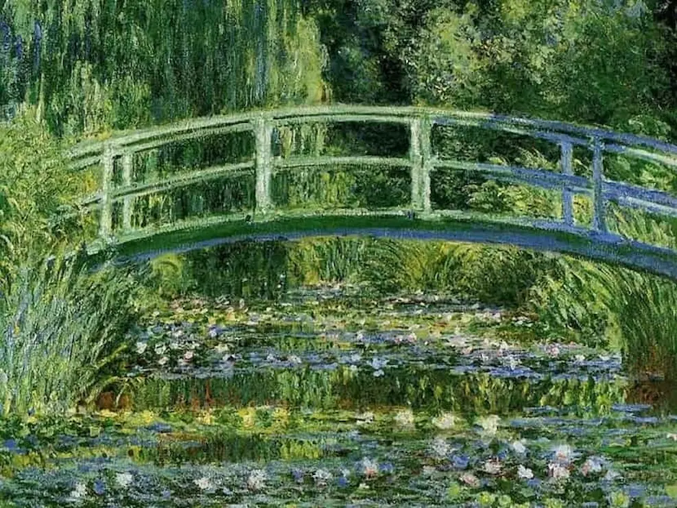 cuadro monet puente sobre estanque y nenufares