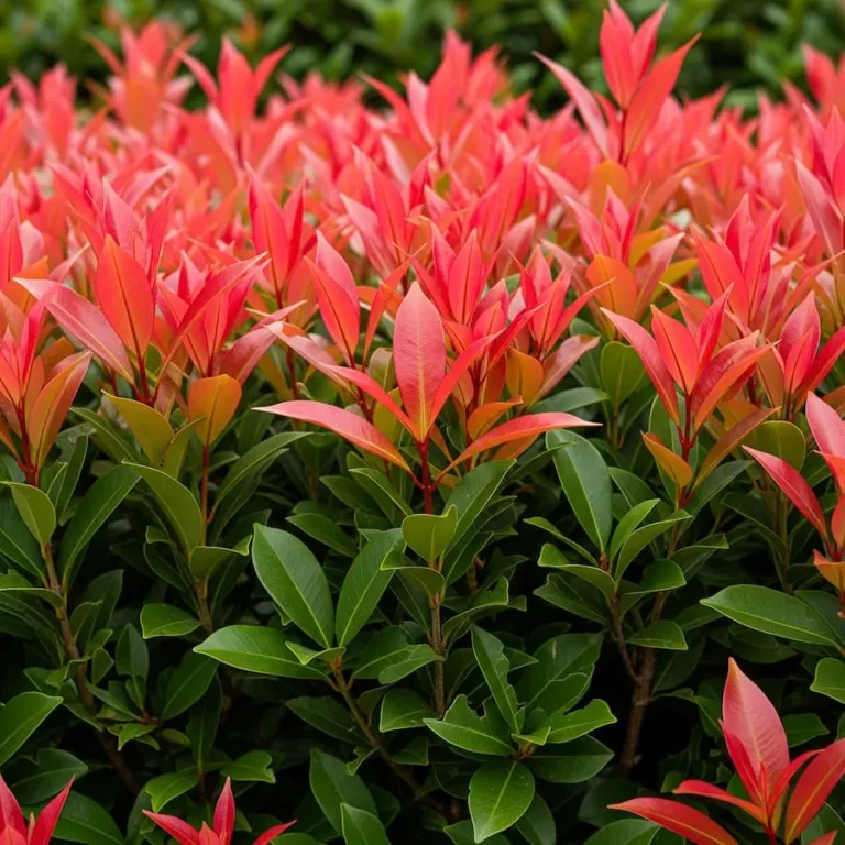 photinia red robin en primavera brote nuevo