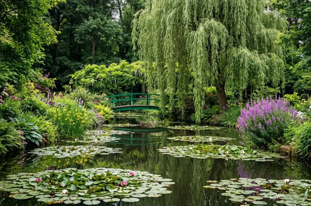 vista de estanque jardin monet en giverny sauce puente 