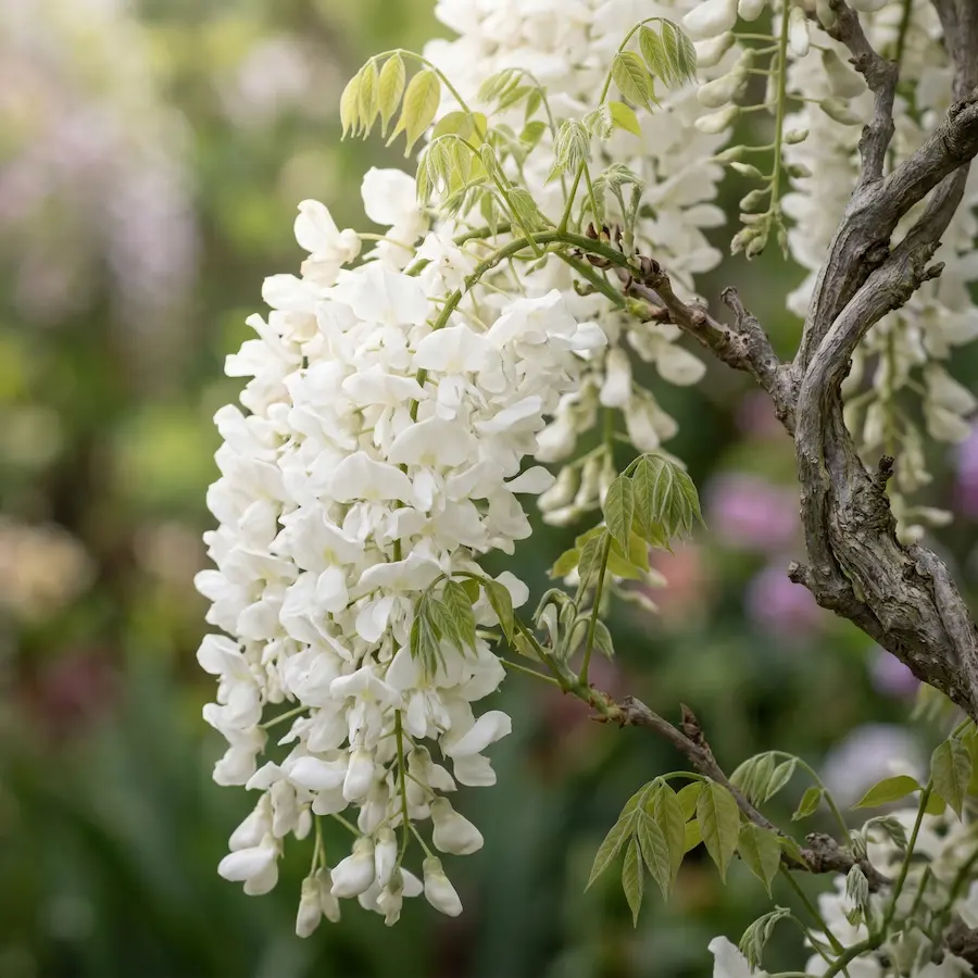 wisteria alba glicinia de racimos de flor blanca