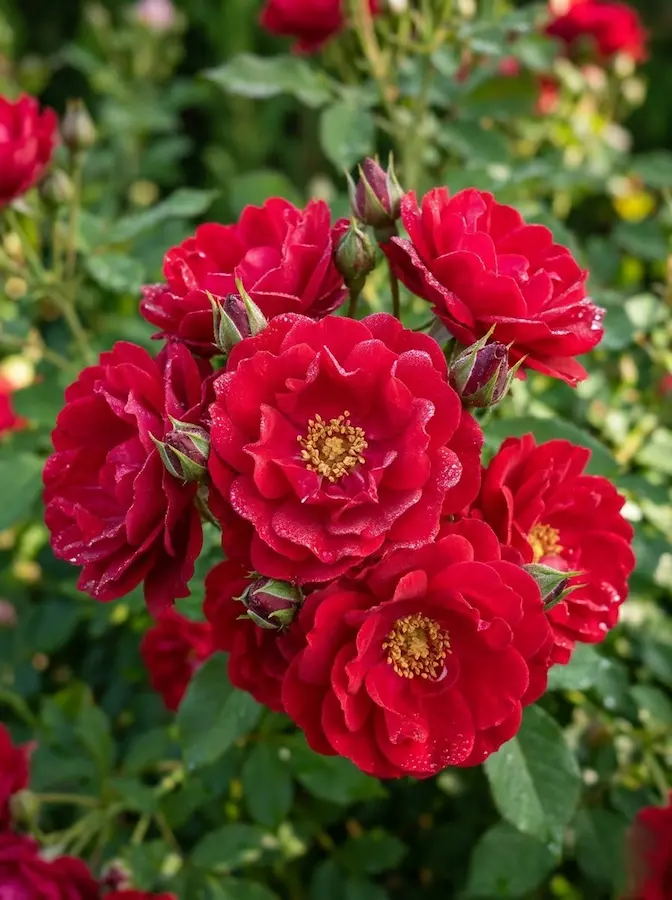 Famoso por su floración ininterrumpida y su resistencia casi total a las enfermedades. Su color rojo cereza es vibrante.