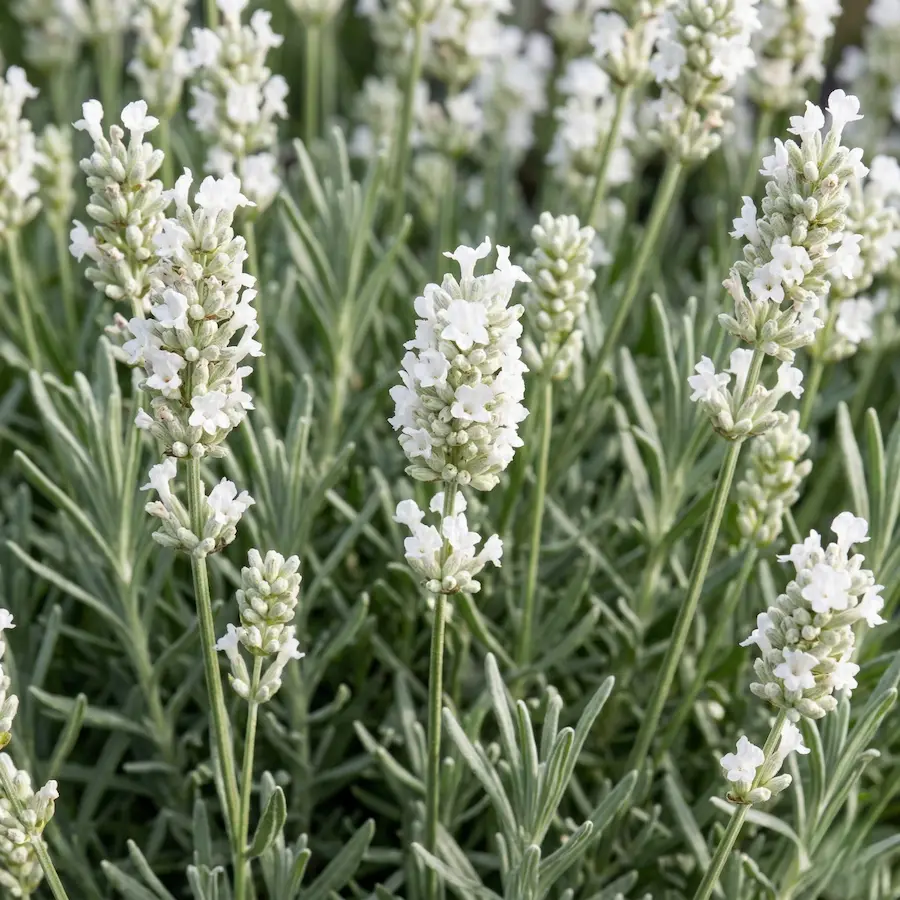 lavanda alba, aromática magnífica con una original floración en blanco