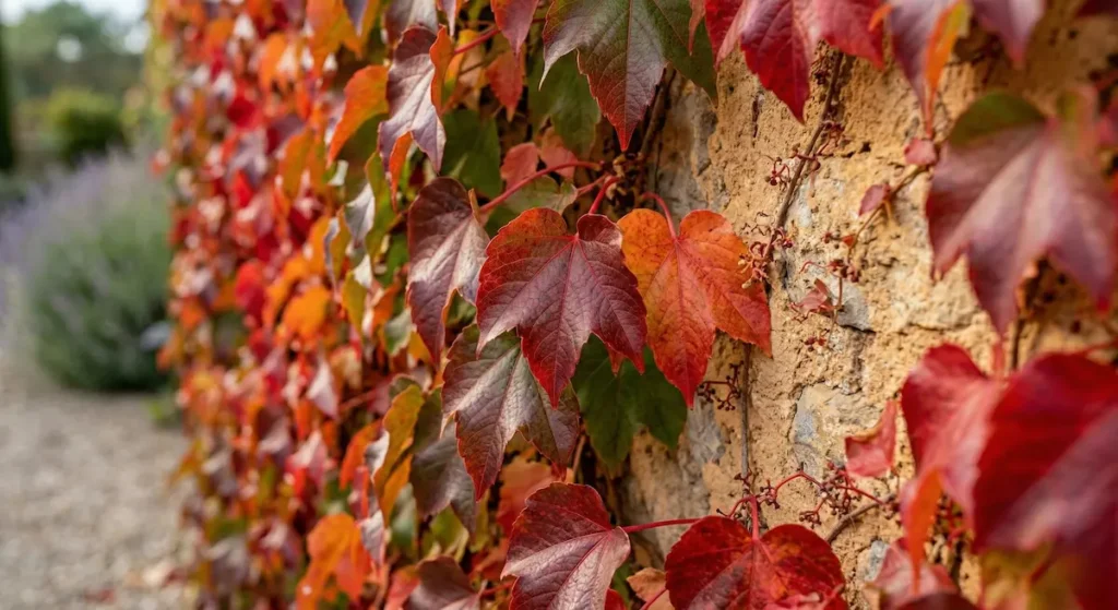 parra virgen detalle de hoja en otoño