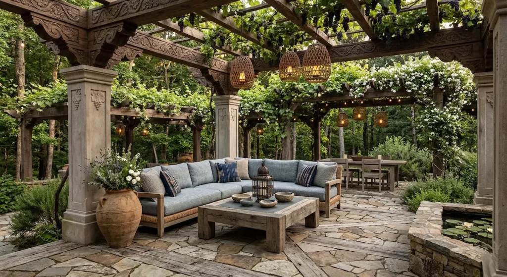 Un esqueleto robusto con detalles únicos. Piedra y madera tallada