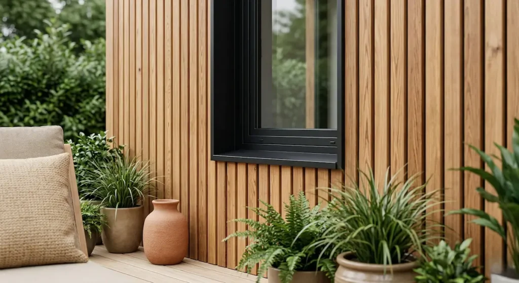 fachada con listones de madera ventilados un aislamiento muy natural y bello