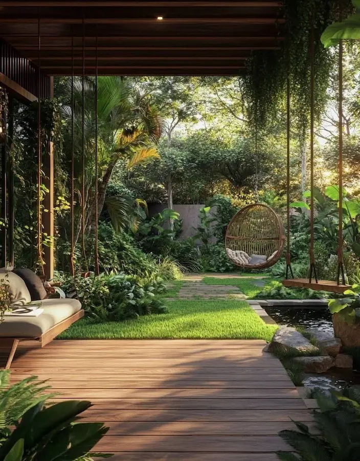 sombra natural de grandes ejemplares en chalet pareado,