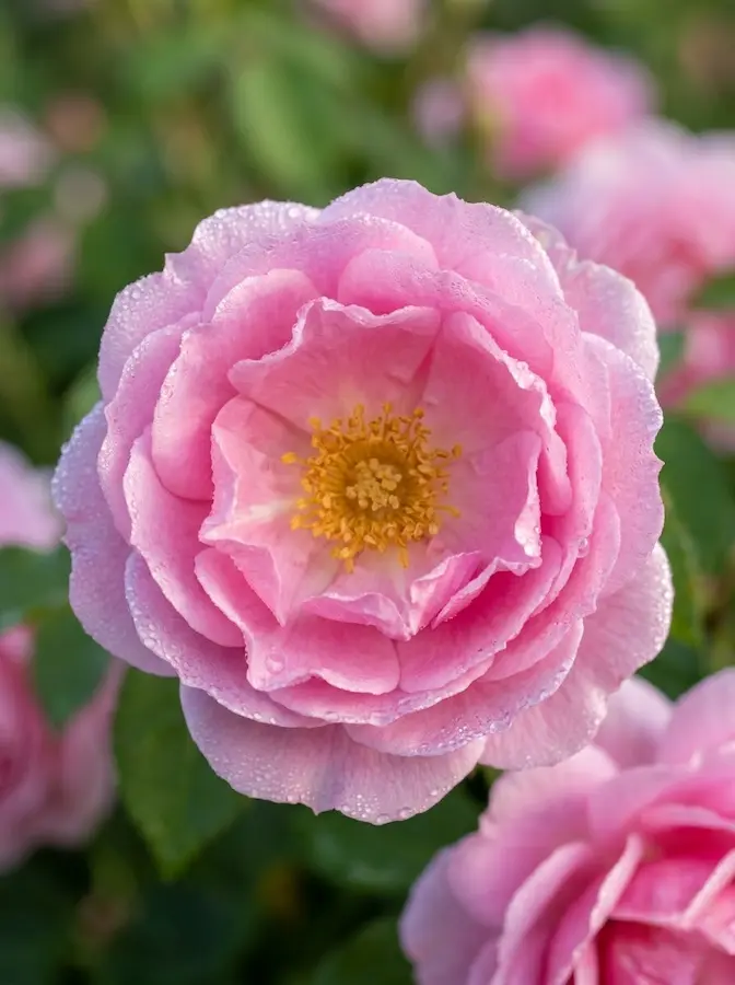 textura de sus pétalos, ligeramente desordenada, aporta una sensación de jardín "vivido" y naturalista, integrándose de forma impecable con plantas vivaces.