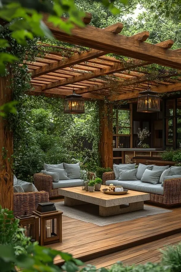 Un salón en pleno bosque, disfrutando de la sombra natural