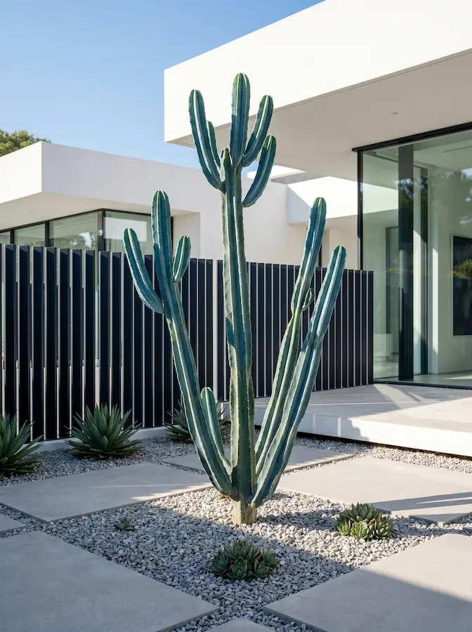 garambullo o Myrtillocactus geometrizans dibuja una silueta ramificada de un inconfundible tono verde azulado