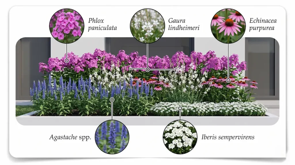 infografía con agastache y otras combinaciones
