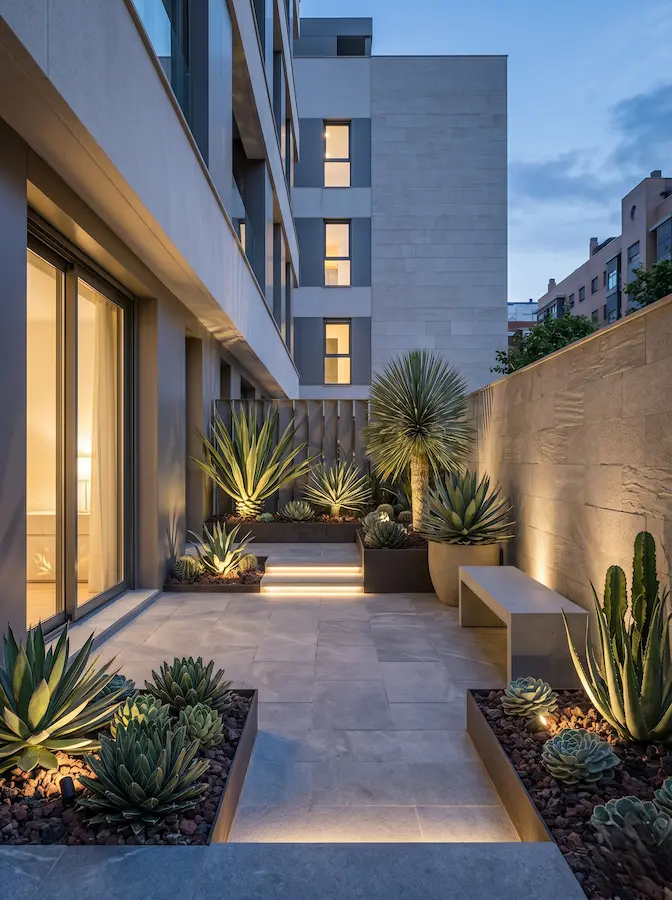 ntegrar estas especies en el espacio exterior supone comprender que la vitalidad botánica no siempre se manifiesta a través de un follaje exuberante o corrientes de agua evidentes.