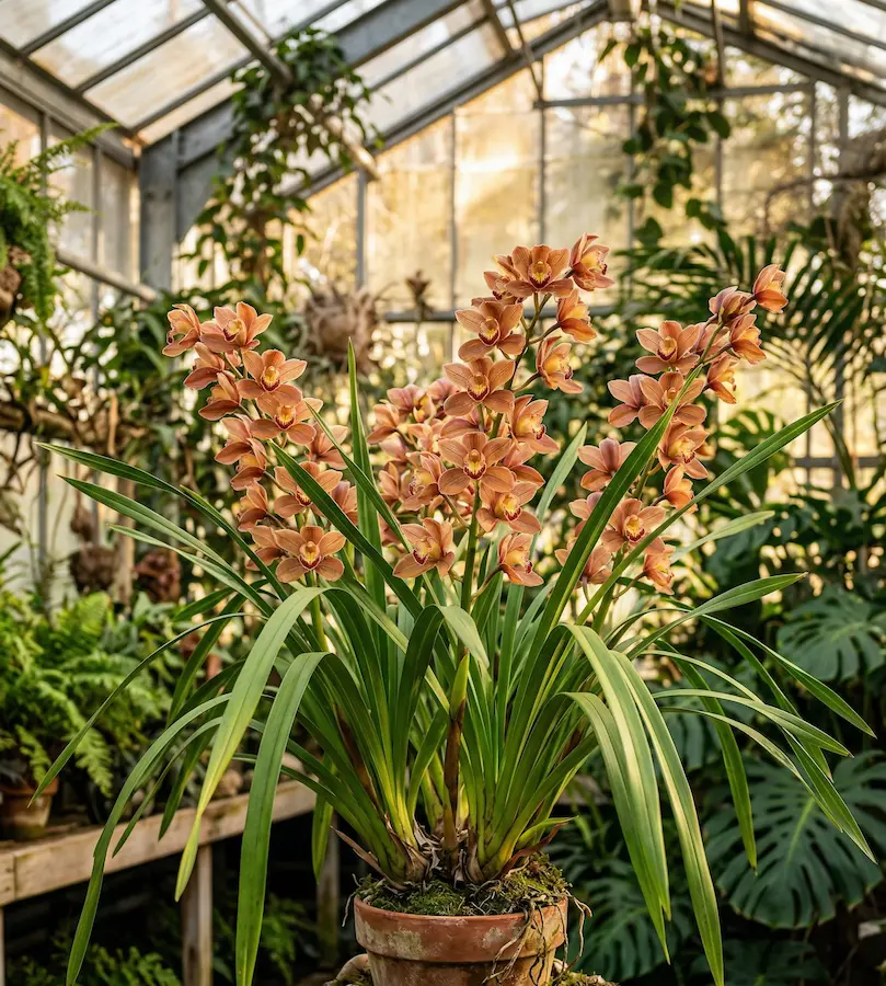 Cymbidium en un jardín de invierno
