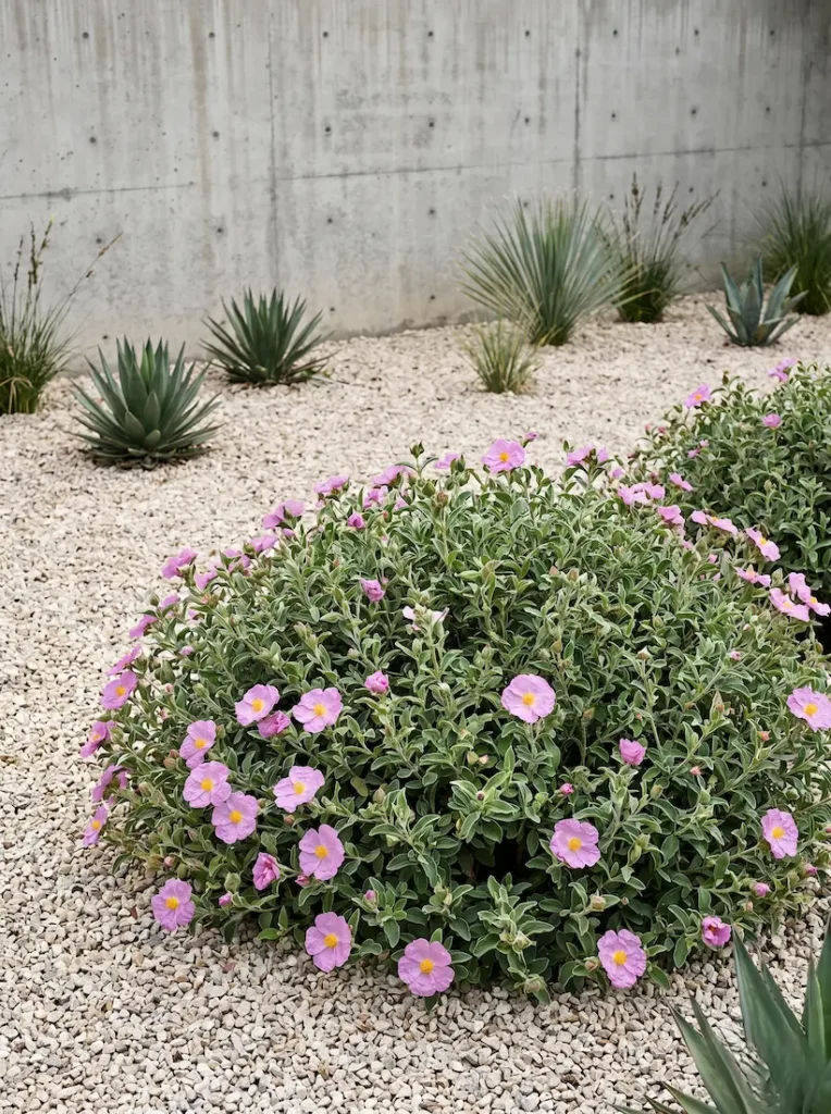 la Jara de Creta (Cistus creticus) revela un contraste fascinante entre la dureza de su porte y la fragilidad visual de su floración