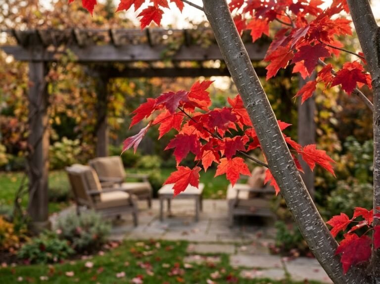 detalle de hoja de arce rojo en otoño