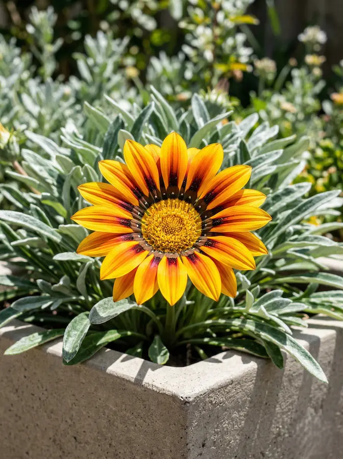 diseño anillado de la Gazania maximiza el impacto visual en parterres