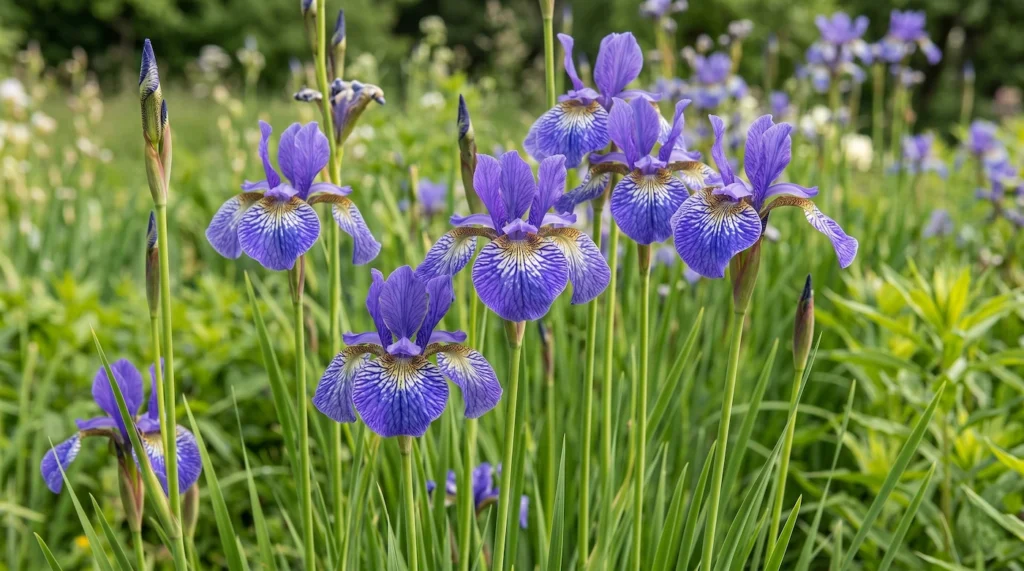 iris sibirica en grupo