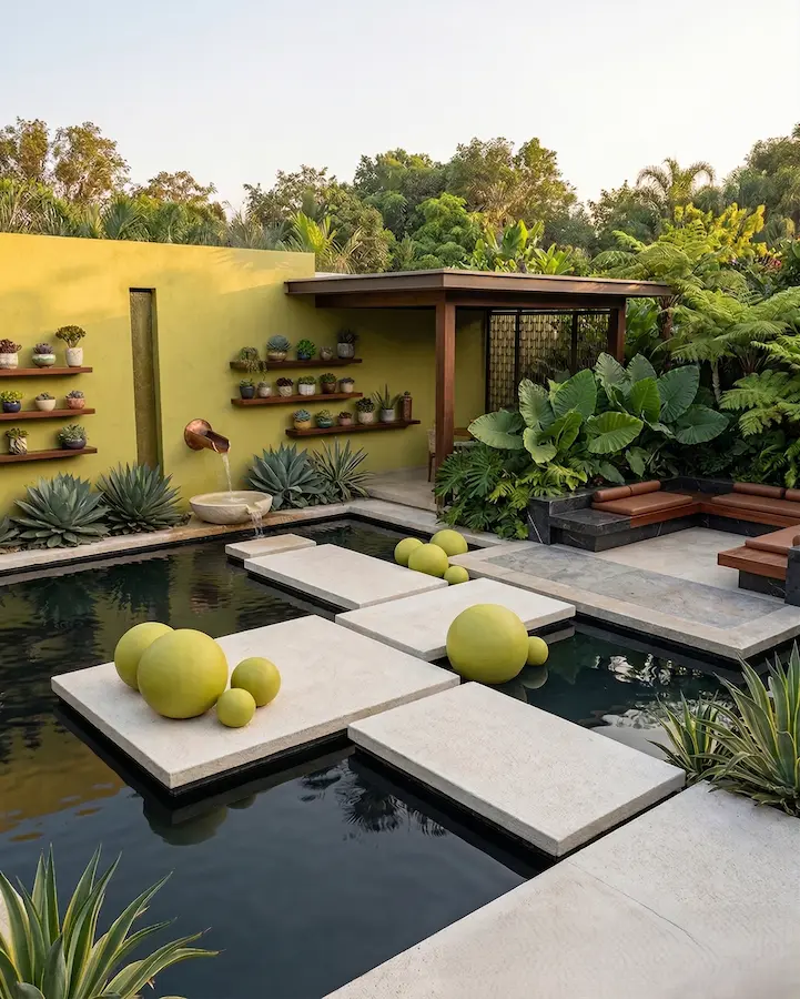 una pared en color chartreuse que rompe con la tradición cálida para adentrarse en la vanguardia