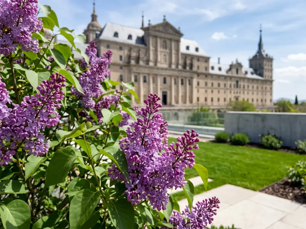 primer plano de lilo syringa vulgaris en El Escorial
