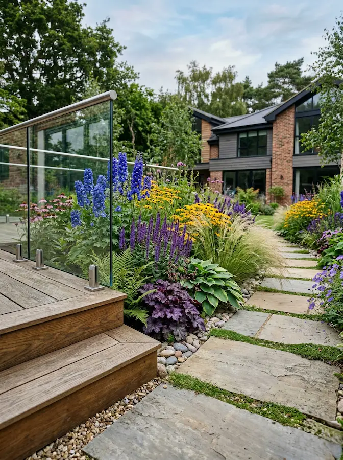 laja frente a la suavidad de las gramíneas que se inclinan al paso del viento.