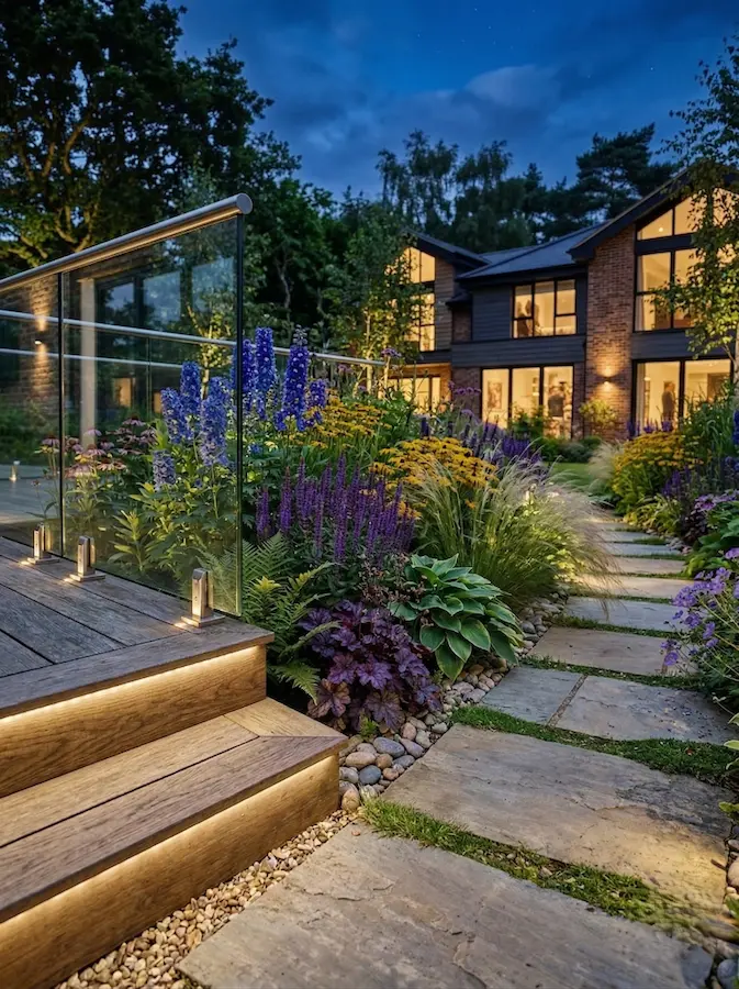 camino de lajas de piedra natural entre vegetación