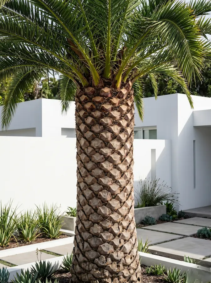 phoenix canariensis en patio blanco 