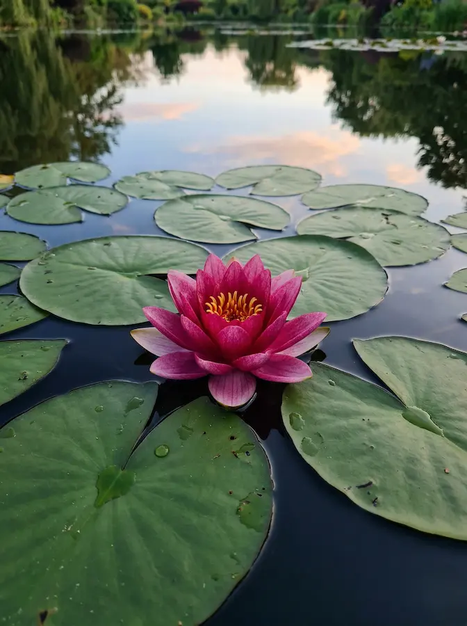 flor de loto (Nelumbo nucifera) o un nenúfar tropical es asistir a un pequeño milagro diario