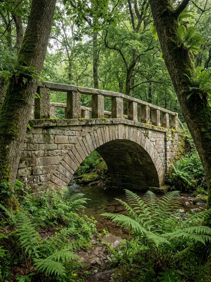 puente de sillería rústica, con su arco de medio punto