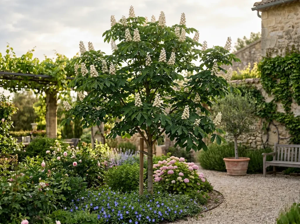 aesculus hippocastanum integrado en jardín