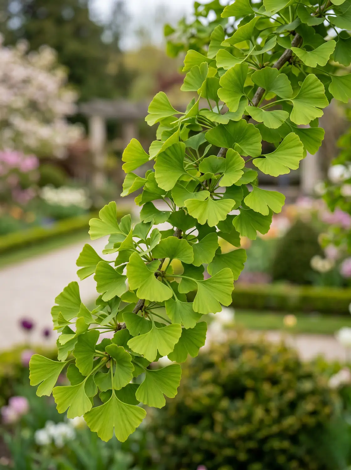 detalle de hojas de ginkgo biloba