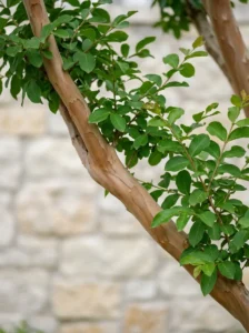 detalle de rama y hoja de árbol de júpiter en verano