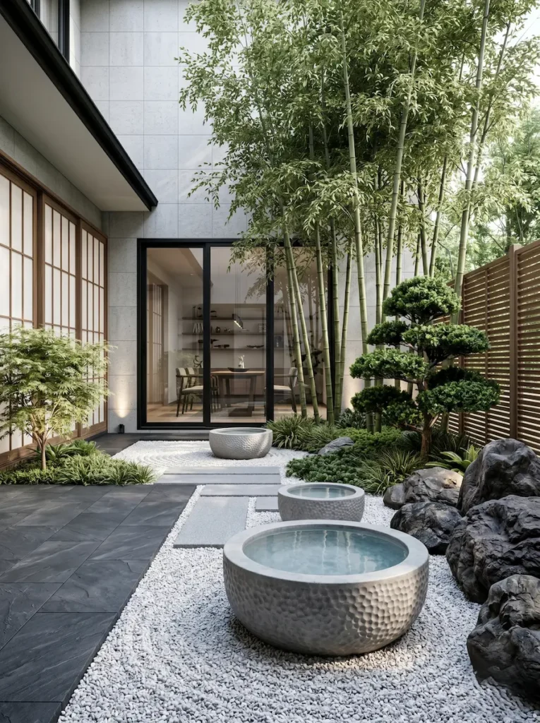 minijardin zen 3 jardinesconestiloblog jardín estilo zen con gravas piedras pizarra arce japonés