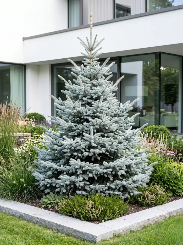 oicea hoopsii jardinesconestiloblog Ejemplar completo de Picea pungens'Hoopsii' con su característica silueta piramidal azul-blanco.