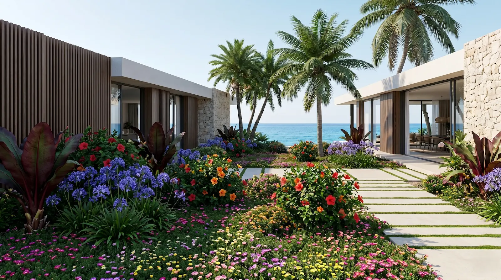 Matriz botánica exótica y costera con Agapantos Hibiscos jardinesconestiloblog Matriz Botánica Exótica Y Costera Con Agapantos Hibiscos Tensión Cromática En El Paisajismo Contemporáneo Matrices Analógicas Y Profundidad Espacial