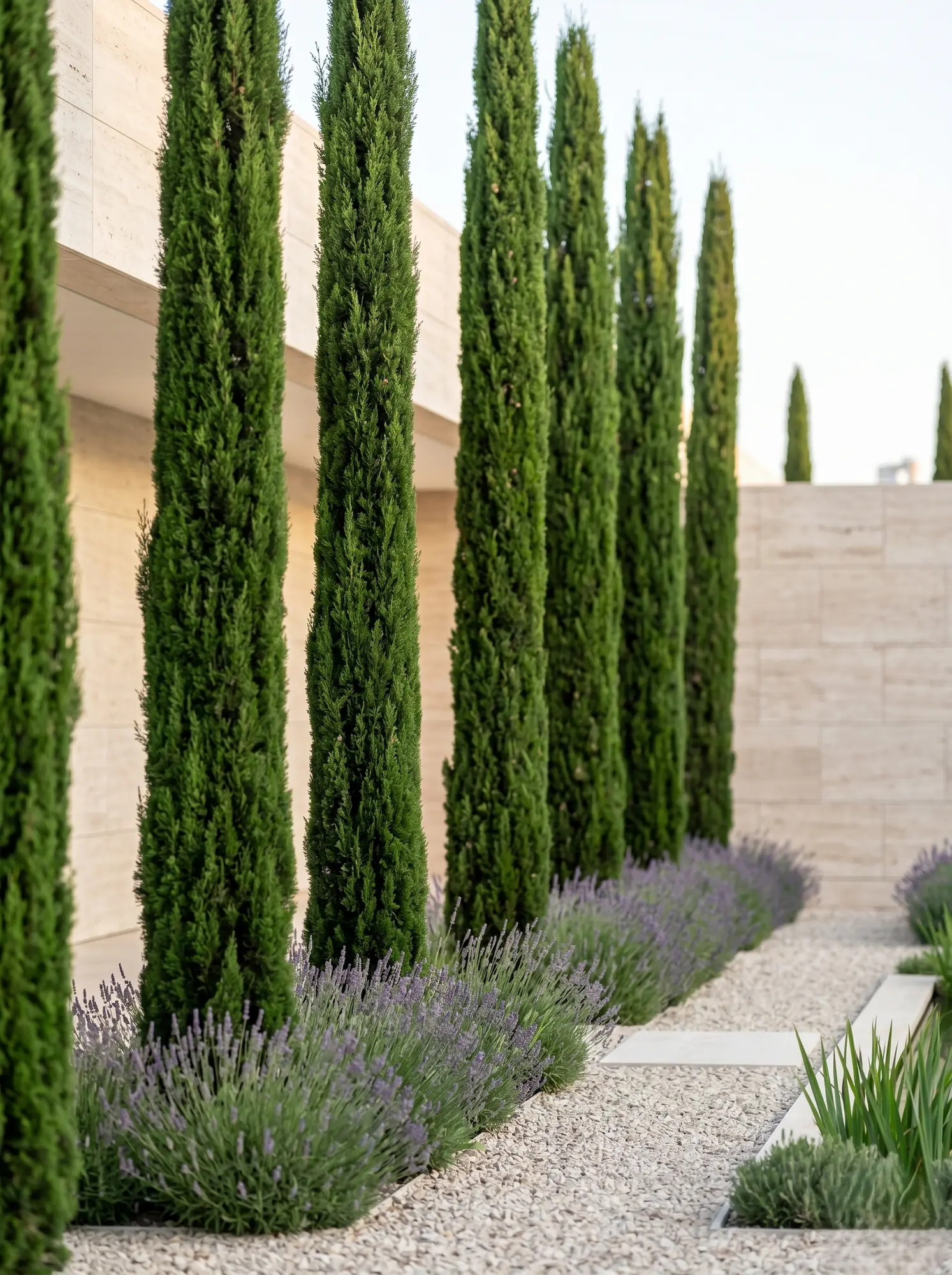 cipreses y lavanda toscano moderno jardinesconestiloblog Cipreses Y Lavanda Toscano Moderno Reinterpretación Moderna Del Paisajismo Toscano Líneas Purificadas Y Materia Noble