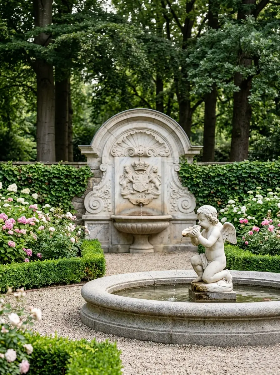 clásico romantico fuente y parterres jardinesconestiloblog Clásico Romantico Fuente Y Parterres El Jardín Clásico Romántico Geometría Piedra Y Exuberancia Floral