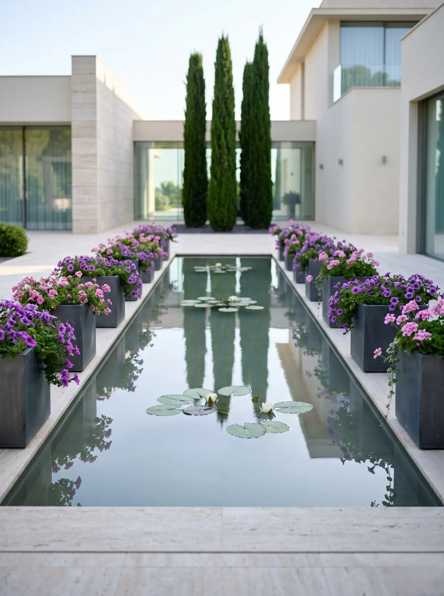 estanque jardin toscano moderno jardinesconestiloblog Estanque Jardin Toscano Moderno Reinterpretación Moderna Del Paisajismo Toscano Líneas Purificadas Y Materia Noble