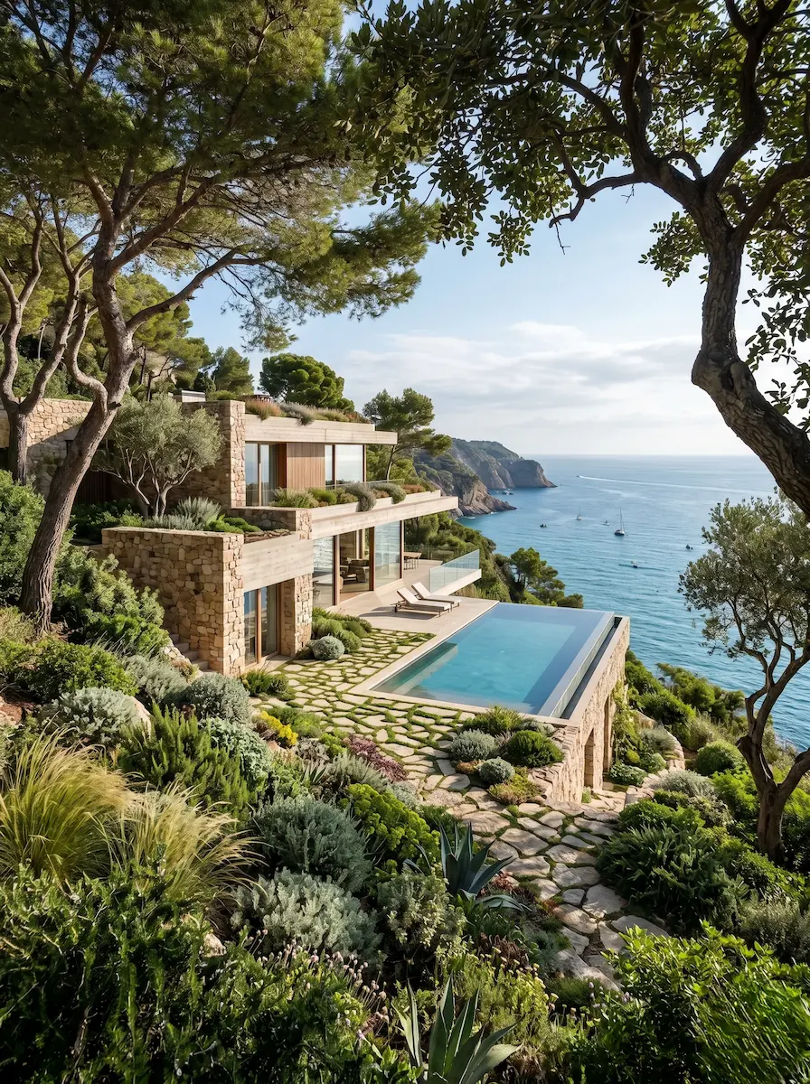 Villa Escalonada De Alto Standing Paisajismo Costero Arquitectura Viento Y Matrices Botánicas Frente Al Mar